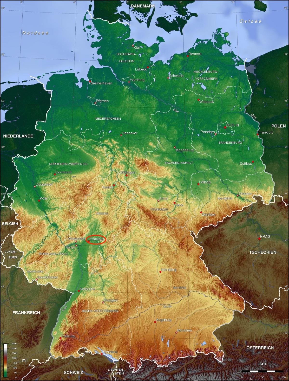 карта возвышенности Франкфурта