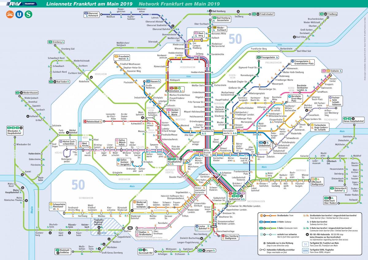 карта трамвайных станций Франкфурта